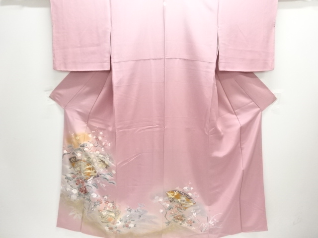 JAPANESE KIMONO / IRO-TOMESODE / JIGAMI PATTERN